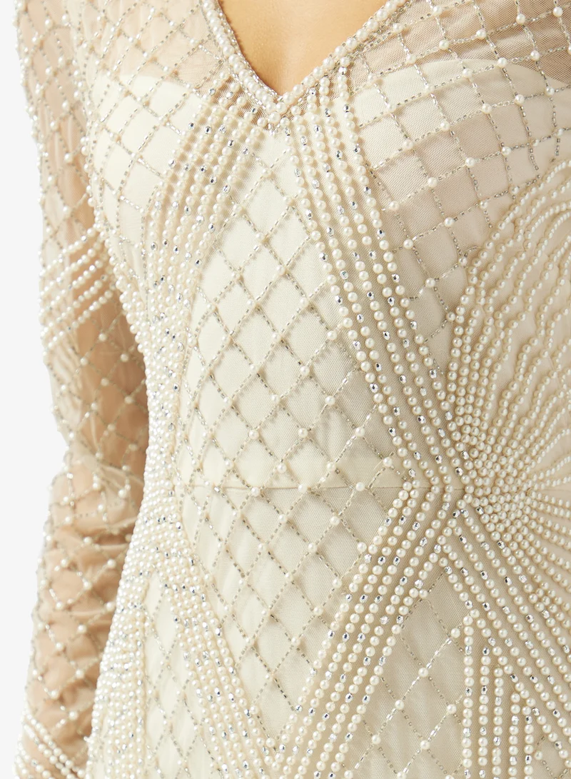 Namshi x  Bead Embellished Mermaid Evening Gown for Women | Best Price UAE